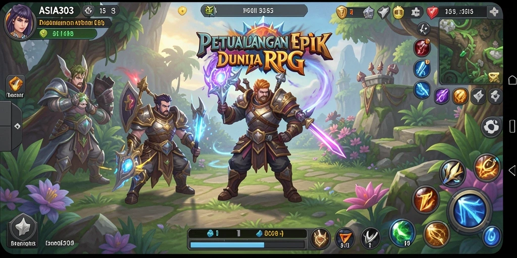 Tangkapan layar ASIA303 menampilkan aksi pertempuran yang seru dalam gameplay RPG.