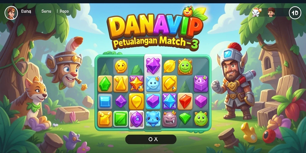 Tampilan gameplay seru dalam DANAVIP yang penuh warna.