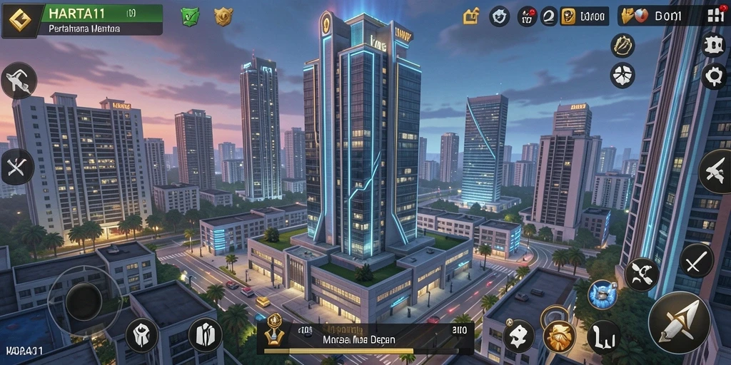 Tangkapan gameplay HARTA11 yang penuh aksi dan strategi Tower Defense.