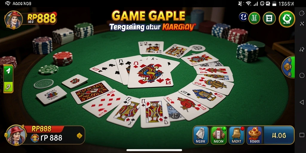 Tampilan gameplay seru dari RP888 yang menampilkan permainan Gaple klasik.