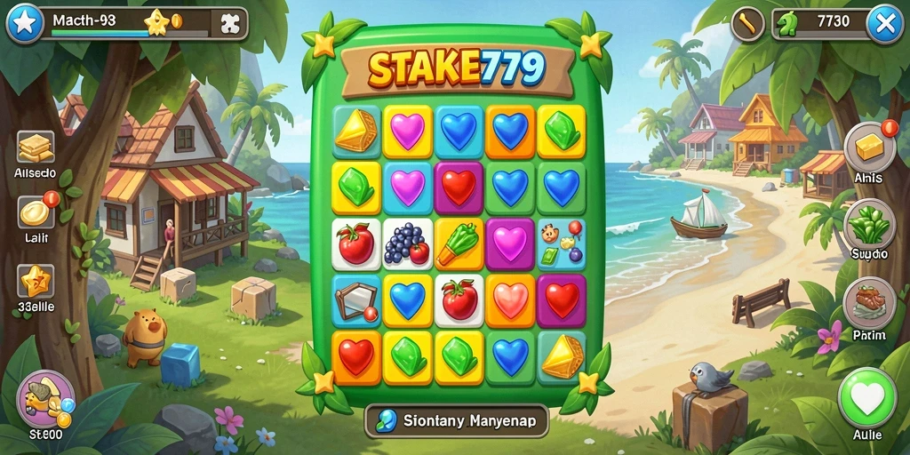 Gameplay menarik STAKE779 dengan elemen Match-3 yang seru.