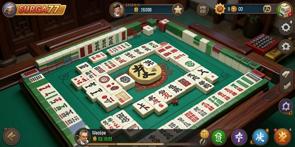 Screenshot gameplay Mahjong SURGA77 dengan desain grafis yang menarik.